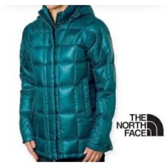The North Face Jackets & Blazers - The north face shiny teal blue green 600M down hooded jacket/coat parka XS